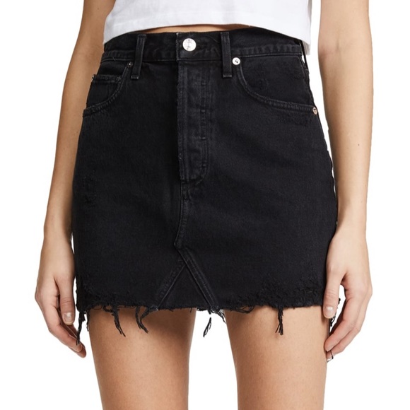 Agolde Black Denim Skirt - Picture 1 of 11